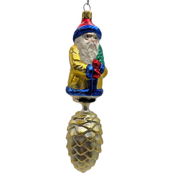 Christopher Radko Pine Cone Santa Bavarian Drop Christmas Tree Ornament 93-142-0 - Picture 2 of 11